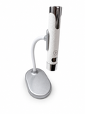 Lámpara UV LED blanca de curado puntual con soporte flexible sobre fondo blanco