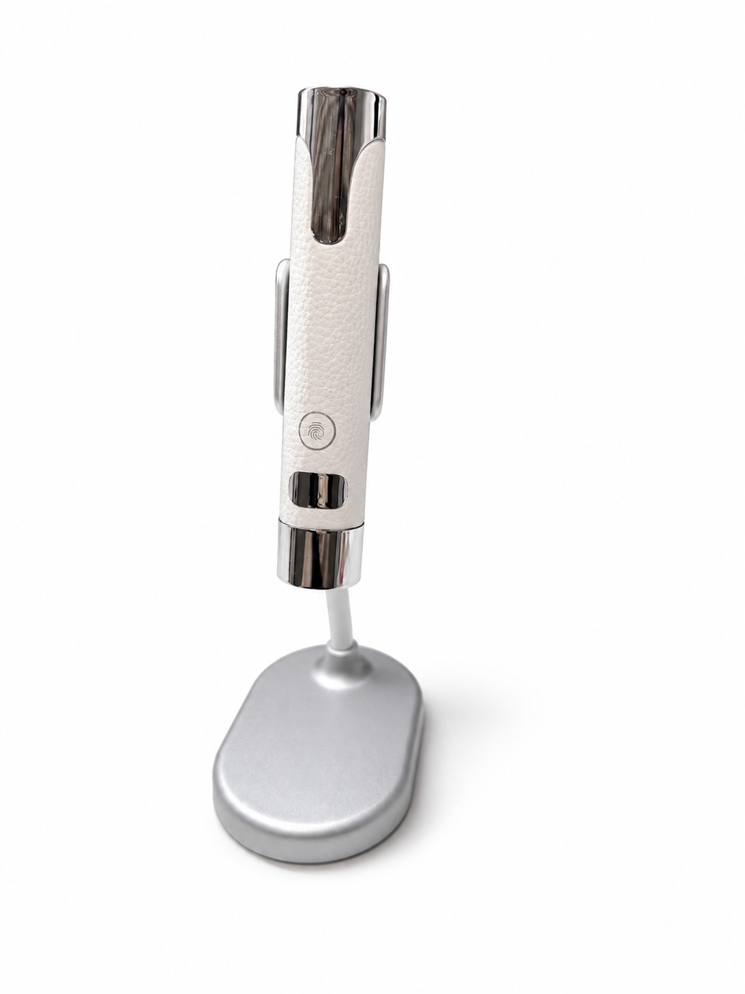 Vista frontal de lámpara UV LED portátil con soporte