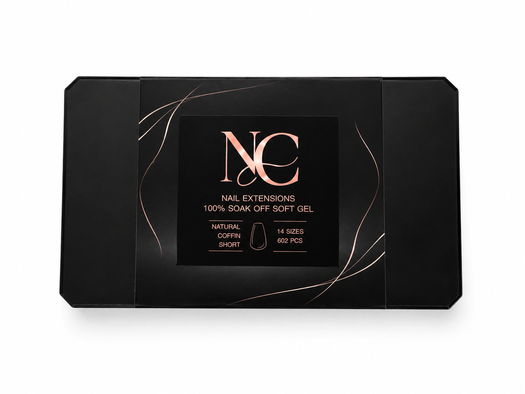 Maroya Pro soft gel tips Natural Coffin Short, caja de 602 piezas y 14 tamaños