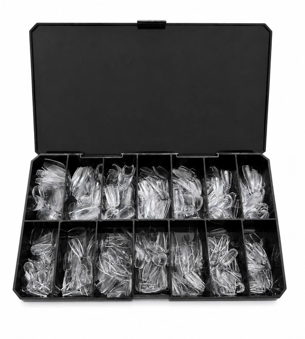 Caja abierta de tips Soft Gel Natural Coffin Short, 14 tamaños