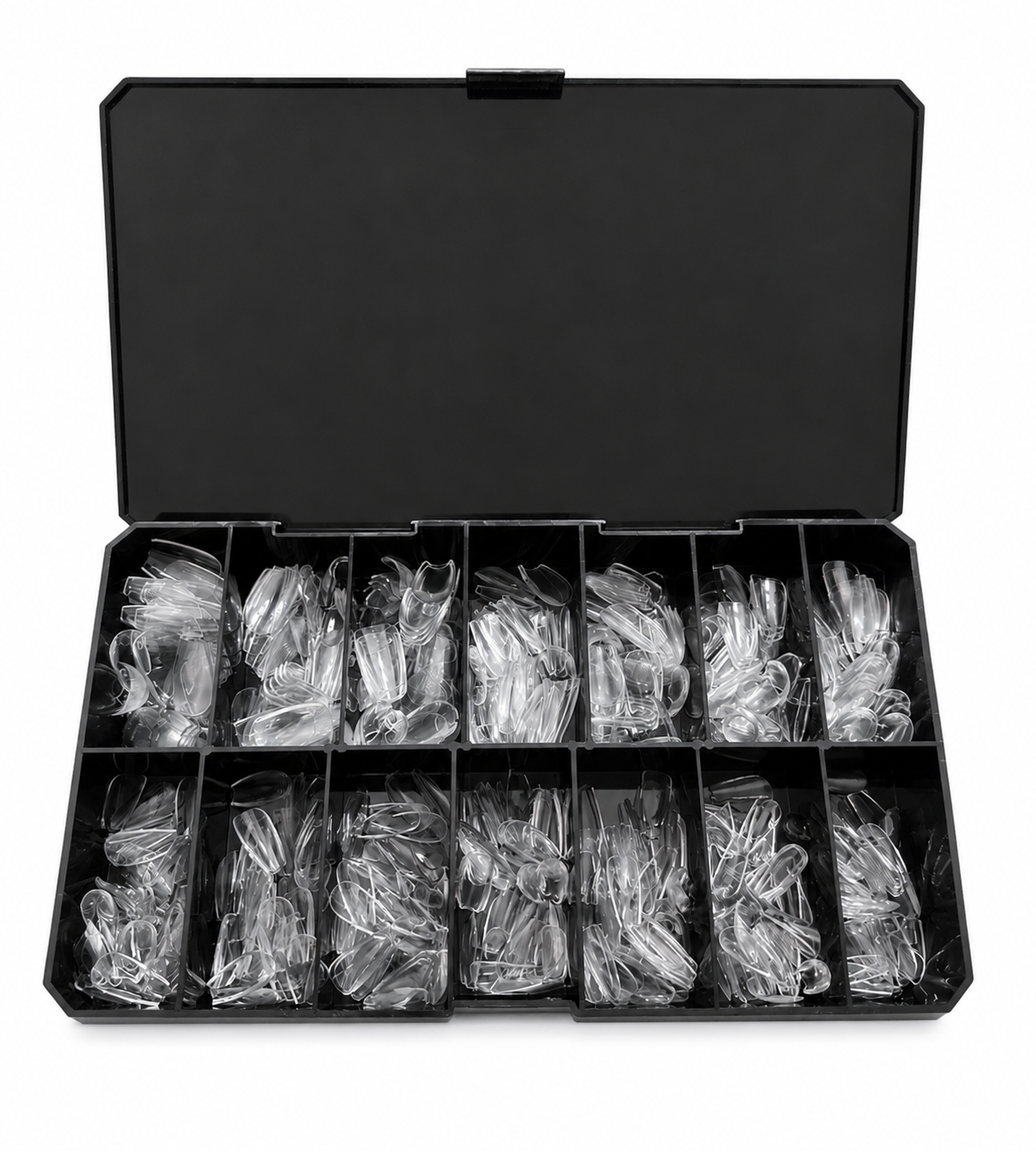 Caja abierta de tips Soft Gel Natural Coffin Short, 14 tamaños