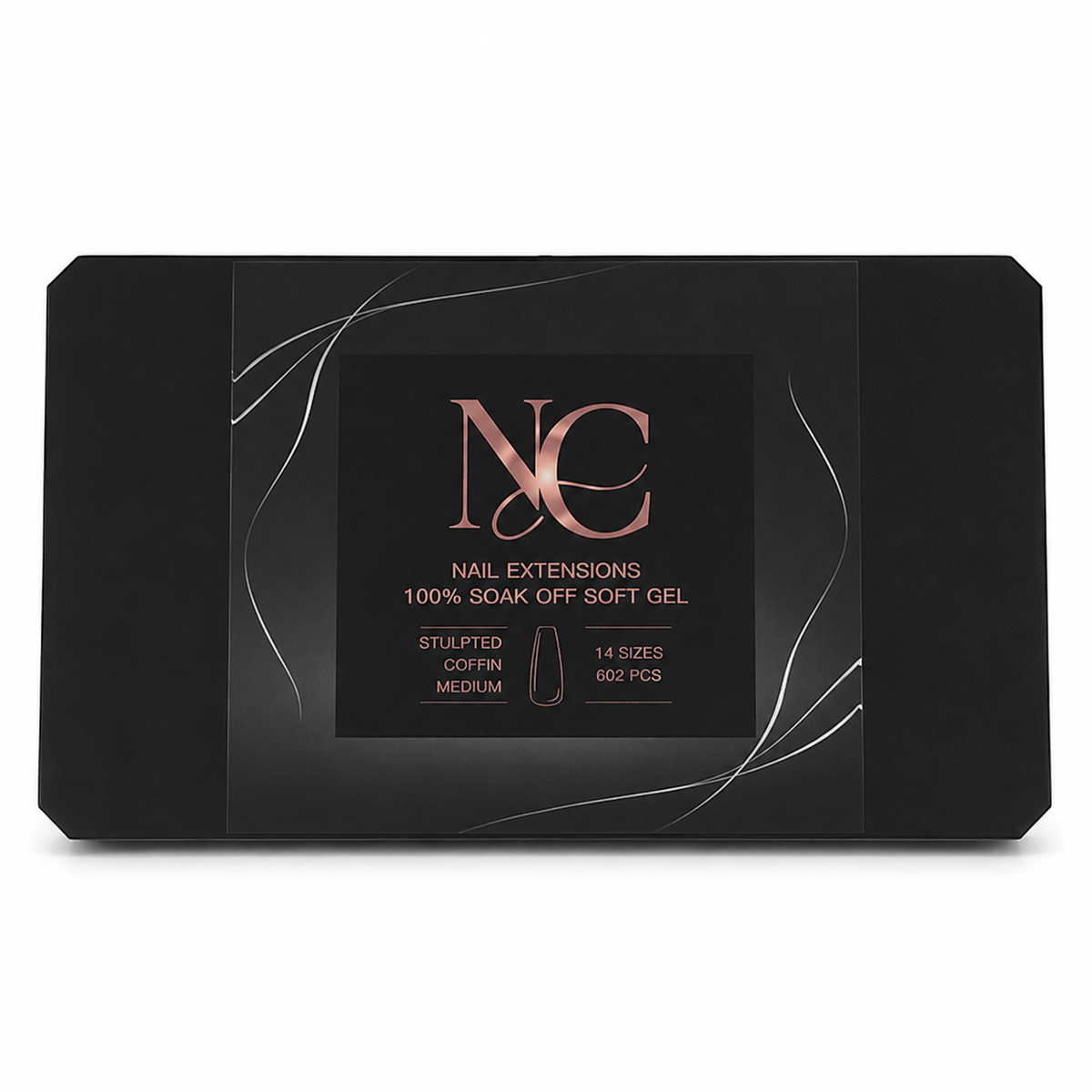 Maroya Pro soft gel tips Sculpted Coffin Medium, caja de 602 piezas y 14 tamaños