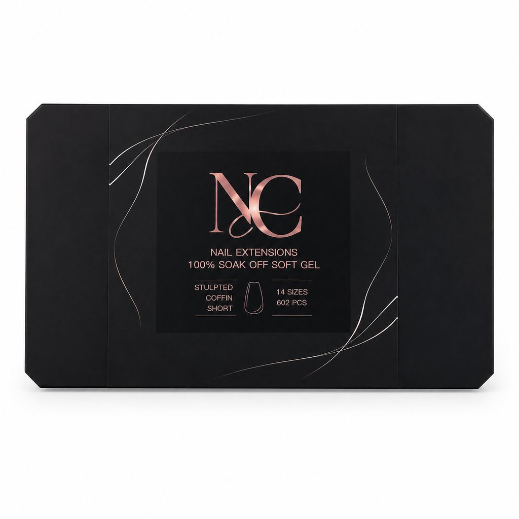 Maroya Pro soft gel tips Sculpted Coffin Short, caja de 602 piezas y 14 tamaños