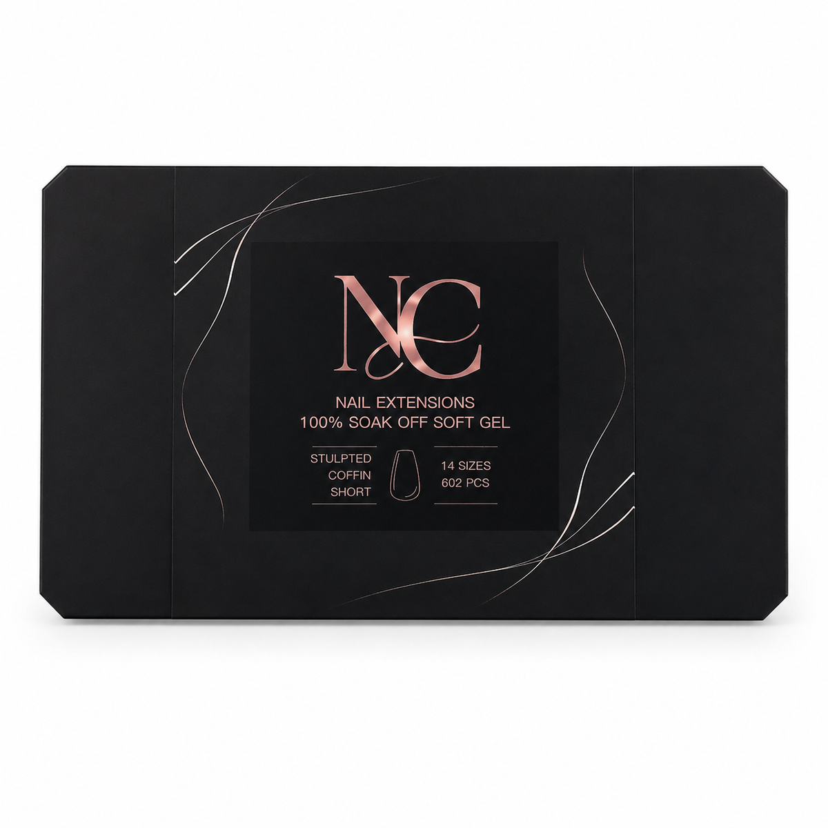 Maroya Pro soft gel tips Sculpted Coffin Short, caja de 602 piezas y 14 tamaños