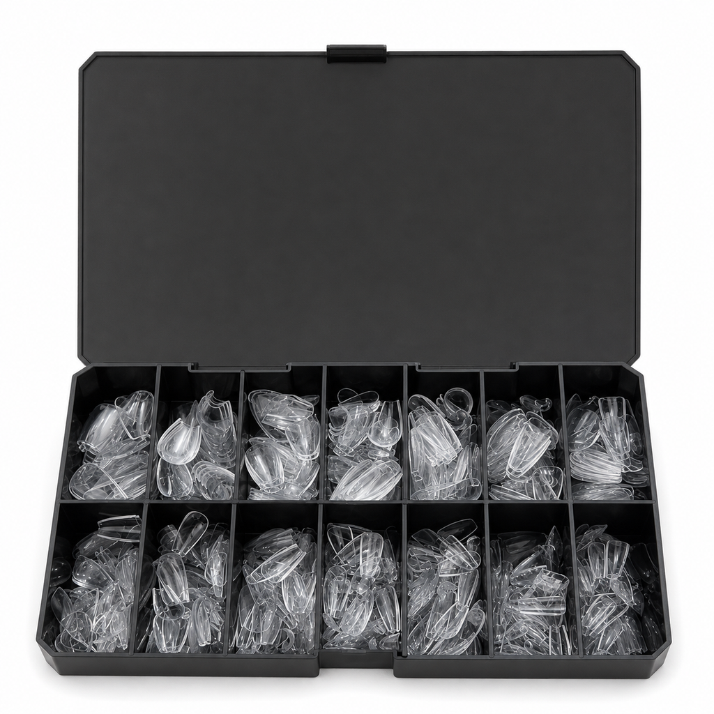 Caja abierta de tips Soft Gel Sculpted Coffin Short, 14 tamaños