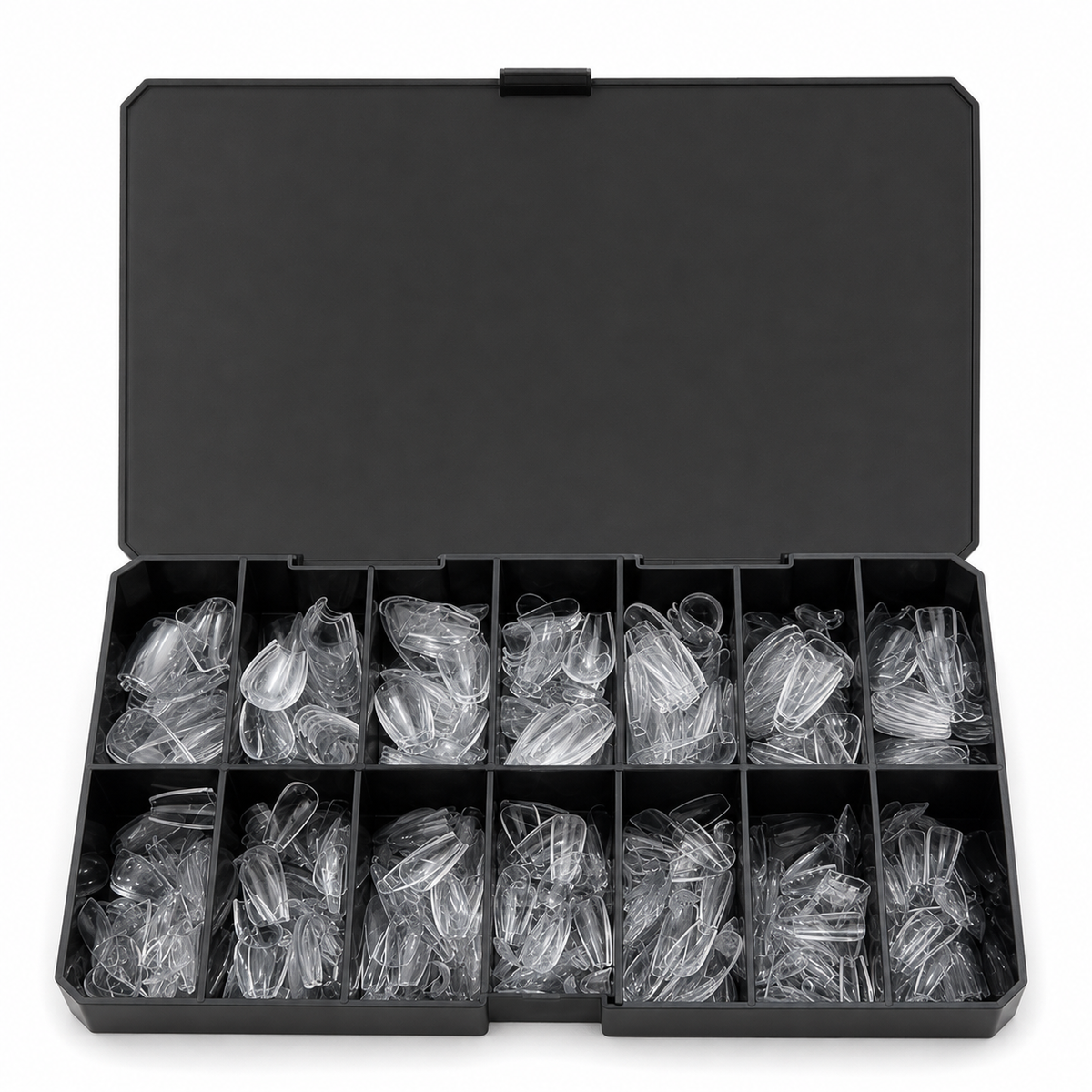 Caja abierta de tips Soft Gel Sculpted Coffin Short, 14 tamaños